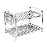 Escorredor de Aço Inox Escovado 16 Pratos Com Suporte Para Talheres Dinox