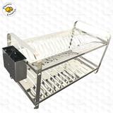 Escorredor de louça 20 pratos inox montado com porta talher inox - MAKINOX - Mak inox