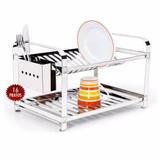Escorredor de louça, em aço inox 16 pratos com porta talher - Mak-inox
