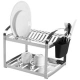 Escorredor de Pratos Brinox 12 Pratos em Aço Inox com Escorredor de Talheres Plástico Suprema 41,5 X 27 x 28,5 2099/112