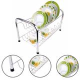 Escorredor De Pratos Duplo Talher Porta Copos Cromado Inox - Aguia
