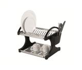 Escorredor De Pratos Inox Lateral PP Preto 12 Pratos 2104-260 - Brinox