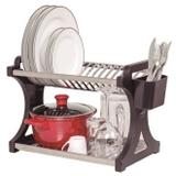 Escorredor De Pratos Preto Inox 16 Pratos - Soltecn