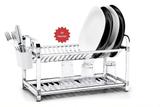 Escorredor Inox 20 Pratos Montado com Porta Talheres - Mak Inox