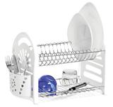 Escorredor Pratos e Copos com Porta Talheres Duplo Mimo Branco 322-4 - Niquelart