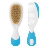 Escova e Pente Infantil Chicco Cerdas Naturais - Azul