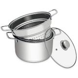 Espagueteira Plaza em Aço Inox 24,5cm c/ Tampa de Vidro - Hercules