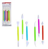 Espatula De Confeiteiro De Plastico Ponta Dupla Colors Kit Com 6 Pecas Na Cartela - Top rio