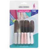 Espatula pate / manteiga de metal cabo plastico colors kit com 6 pecas - Fwb