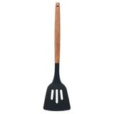 Espátula Vazada Silicone e Madeira Cinza 31cm - A/CASA - Acasa