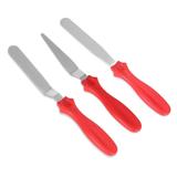 Espatulas Confeiteiro Para Coberturas Bolos Kit 3 Peças vermelho - Uny home