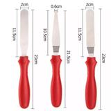 Espatulas Confeiteiro Para Ganachear Bolo Kit 3 Peças metal - Wefun