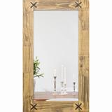 Espelho Decorativo com Bisotê Rústico Madeira e Corano - Decore pronto