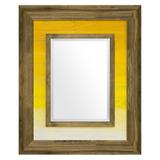 Espelho Decorativo com Moldura Marrom e Amarelo Rústico com Bisotê - Decore pronto