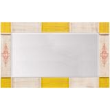 Espelho Decorativo Rústico Moldura Branca e Amarela Patinada 90x70cm - Decore pronto