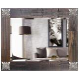 Espelho Decorativo Rústico Moldura Marrom com Apliques na Cor Prata Envelhecido - Decore pronto