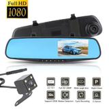 Espelho Retrovisor Estacionamento Carro Sensor Tela LCD Kit Camera Re Frontal - Braslu