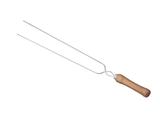 Espeto Duplo Aço Inox Cabo Madeira para Churrasco 55 cm MOR - OMM 012