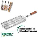 Espeto para Churrasco - Kit Espetos 3 Grelhas ARKE Vitta Premium Vitta Smart MultiUso Peixe Coração