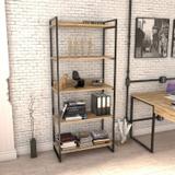 Estante Multiuso 5 Prateleiras 187cmx80cm Industrial Kuadra Compace Carvalho