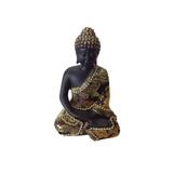 Estátua Buda Preto Lotus Decorativa - Lhermitage