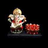 Estátua de Ganesha Colorido e Castiçal 9cm na Base - Mandala de luz