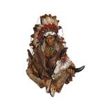 Estátua Índio Chefe Sentado com Cachimbo - Goods br