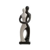 Estatueta Casal Abraço 31Cm Cerâmica Branco E Preto Prestige