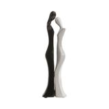 Estatueta Casal Namorados 30Cm Cerâmica Branco E Preto Prestige
