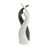 Estatueta Figurino Casal de Cerâmica 33cm Rojemac Preto/Branco