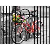 Esteira Bandeja Porta Copos Para Braço de Sofá Estampada Bicicleta vermelha com flores - Móblis