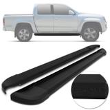 Estribo Lateral Amarok 2010 a 2019 Cabine Dupla Preto Com Ponteira Preta Shutt Modelo Plataforma