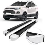 Estribo Lateral Personalizado Ecosport 2013 a 2017 Preto e Cromado com Ponteira Branca Original - Ck