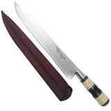 Faca Churrasco 10 Aço Inox Cabo Chifre Osso Bainha Couro - Facas gaúcha