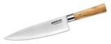 Faca de chef böker damast 21cm com cabo em madeira de oliveira mediterrânea e lâmina de aço damasco de 37 camadas - Boker