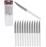 Faca de churrasco de inox 20cm cabo branco com 12 pecas primavera - Marti