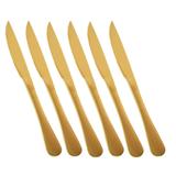Faca De Churrasco Elite Glamour Dourado 6 Peças Gourmet Mix