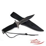 Faca Esportiva Estilo Militar com Bainha de Couro Tigre Arkhip