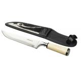 Faca inox hickmann cabo osso polido lamina 17,5cm com bainha