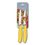Faca para carnes Swiss Classic Gourmet, lâmina serrilhada Amarela 2 Peças - Victorinox