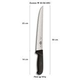 Faca profissional 38cm açougueiro lâmina 25cm sulcos Swiss Classic Victorinox 5.5523.25