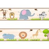 Faixa decorativa - Border Bichos Safari - 722 Bege - R+ adesivos