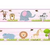 Faixa decorativa - Border Bichos Safari - 722 Rosa - R+ adesivos