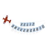 Faixa para Decoração Feliz Aniversário Avião Vintage Cromus