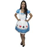 Fantasia Alice No País Das Maravilhas Adulto Feminina Com Avental - Fantasias carol kb