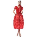 Fantasia Anos 60 Adulto Feminina Branco e Vermelho Com Lenço - Fantasias carol fsp