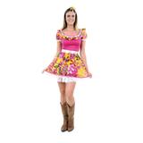 Fantasia Caipira Rosinha Adulto Pink - Festa Junina