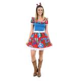 Fantasia Caipira Rosinha Adulto Vermelha - Festa Junina