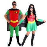 Fantasia de Casal Robin Masculino e Feminino Adulto - Liga da justiça