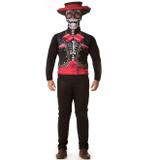 Fantasia de Caveira Mexicana Adulto Masculino Halloween Com Gorro Estampado - Fantasias carol fsp